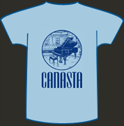 Blue Canasta t-shirt graphic